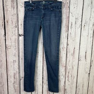 7 For All Mankind Roxanne Skinny Jeans Size 30 Low Rise Designer Denim Inseam 32